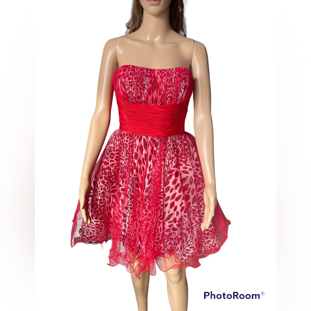 Beyond Collection by Jovani. Size 4, red and animal print.